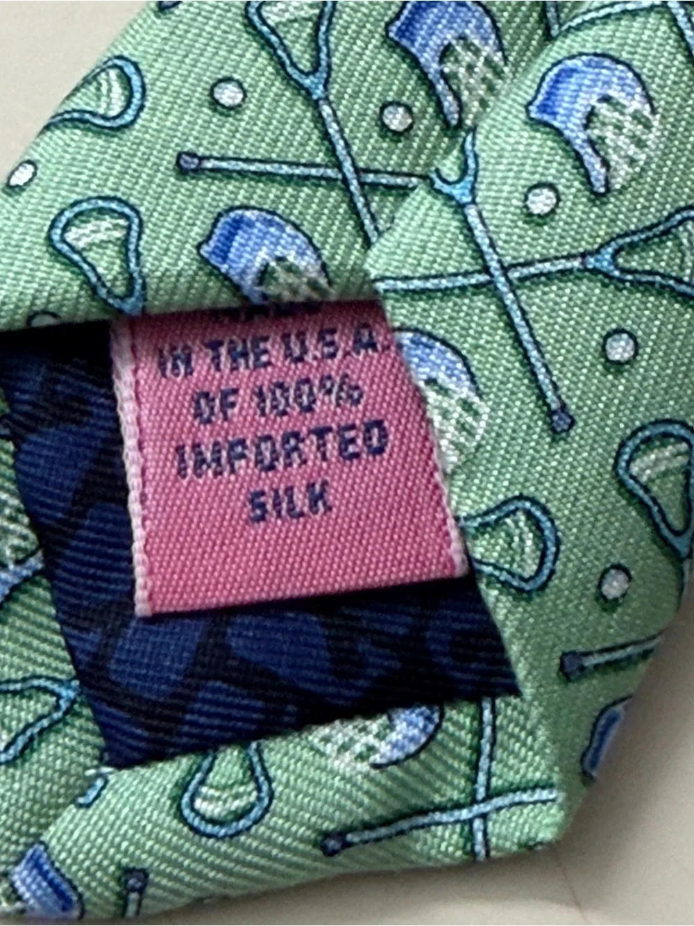 Vineyard Vines Light Green Tie with Blue Accent Pattern